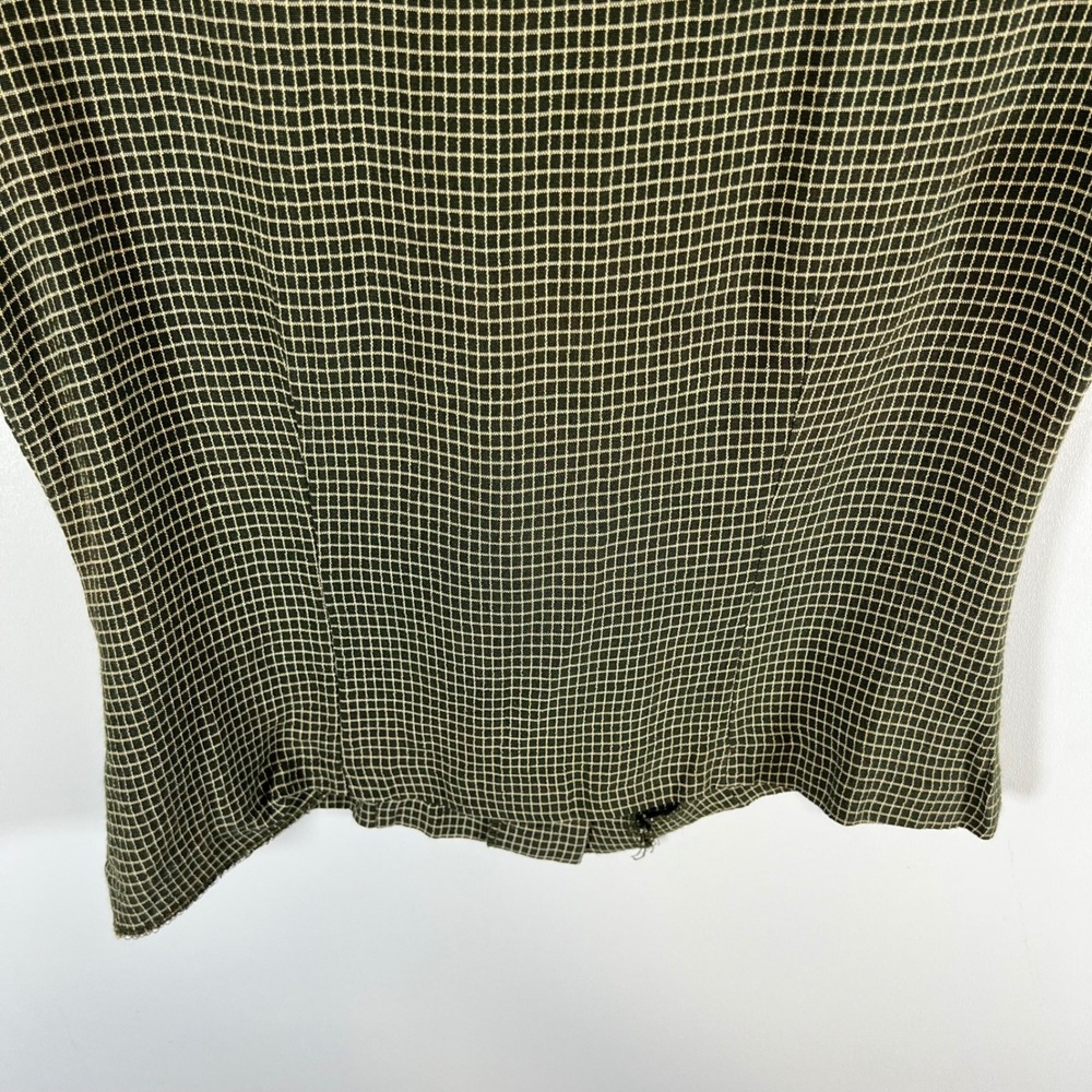 Petite Sophisticate Vintage 2 Piece Skort Set Olive Green Grid Plaid Blouse 90s - Picture 9 of 13